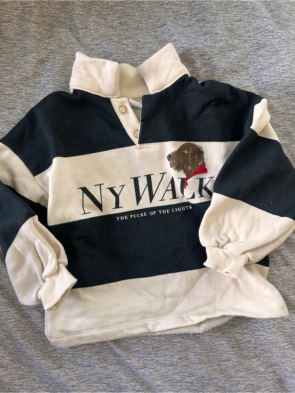 Zara Kids Navy and Cream Striped Pullover Hoodie